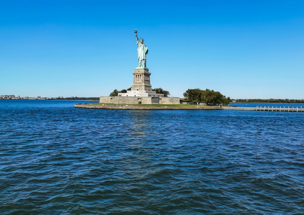 The Statue of Liberty monument in New York Harbor