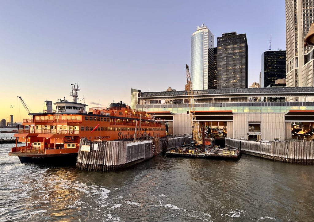 Staten Island Ferry docking at Whitehall Terminal